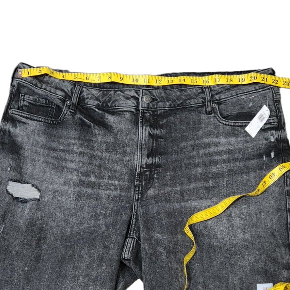 Old Navy High Rise OG Straight Leg Distressed Cotton Stretch Stone Wash Denim 22 - Picture 7 of 8